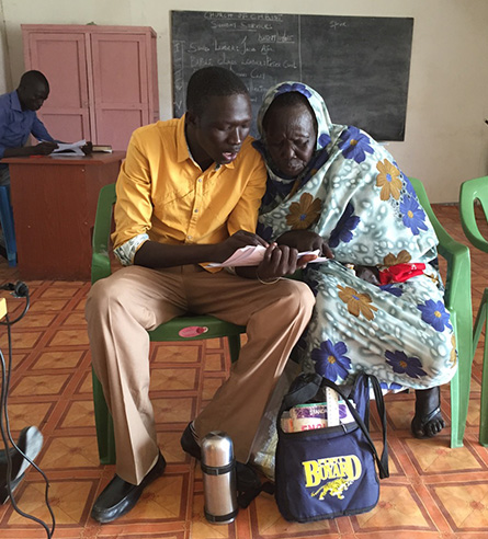Ajak With a Woman At the Literature Center
